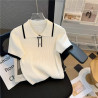 Ice silk knitted short-sleeved shirt women's summer 2025 new fashion foreign style age-reducing shirt small fragrance style top