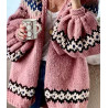 Coarse wool outerwear cardigan women's sweater long-sleeved stitching retro woven large coat