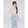 Women's four-piece swimsuit set slimming and belly-covering sexy and conservative suitable for hot spring new 2025 style.