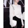 Round-neck sweater long-sleeved hot diamond thin hollow age-reducing bottom knitwear