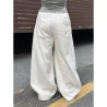 Large-size white wide-leg loose jeans pure cotton slim high-waisted straight trousers