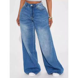 Vintage white-grinsed multi-craft wide-leg  baggy jeans