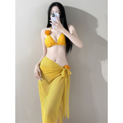 Thailand Bali Island beach vacation outfit separate swimsuit sexy bikini three-piece set hide belly and show slim hot spring