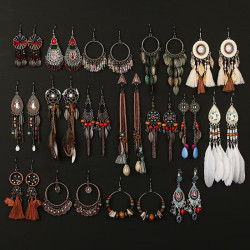 Bohemian tribal ethnic style long tassel earrings