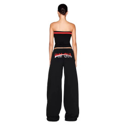 Retro hot girl contrast colour design bra top straight wide-leg pants mopping casual suit