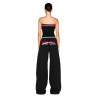 Retro hot girl contrast colour design bra top straight wide-leg pants mopping casual suit