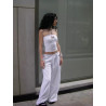 Retro hot girl contrast colour design bra top straight wide-leg pants mopping casual suit